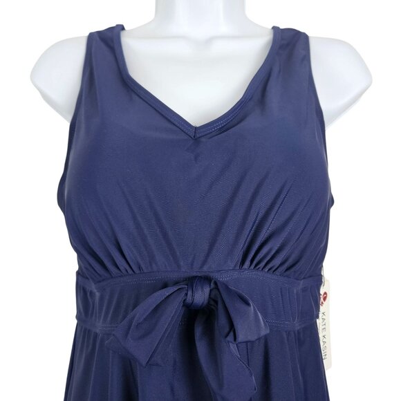Kate Kasin Womens Navy Large Swimsuit with Boy Shorts Bow Tie & Crisscross Back - Picture 6 of 12